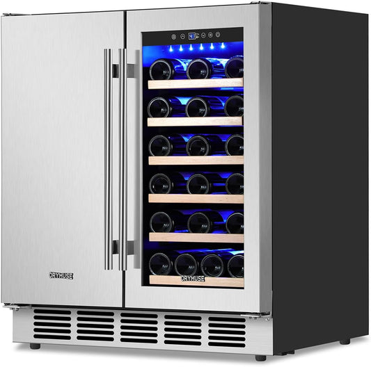 30" Stainless Steel Wine & Beverage Refrigerator - Dual Zone, Built-in/Freestanding with Upgraded