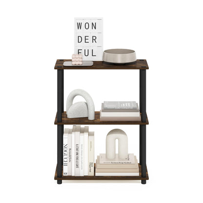 Furinno Turn-N-Tube Storage Shelves, 3-Tier Book Shelf, Corner Shelf, Toolless Open Shelves, for