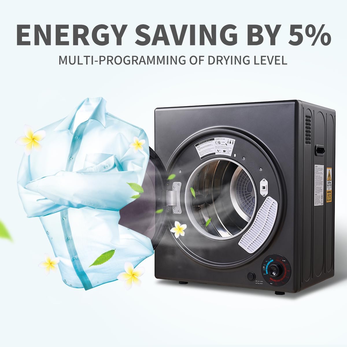 CTT 3.5 cu.ft Portable Dryer for Apartments,1500W Compact Dryer with 4 Drying Modes,120V Electric