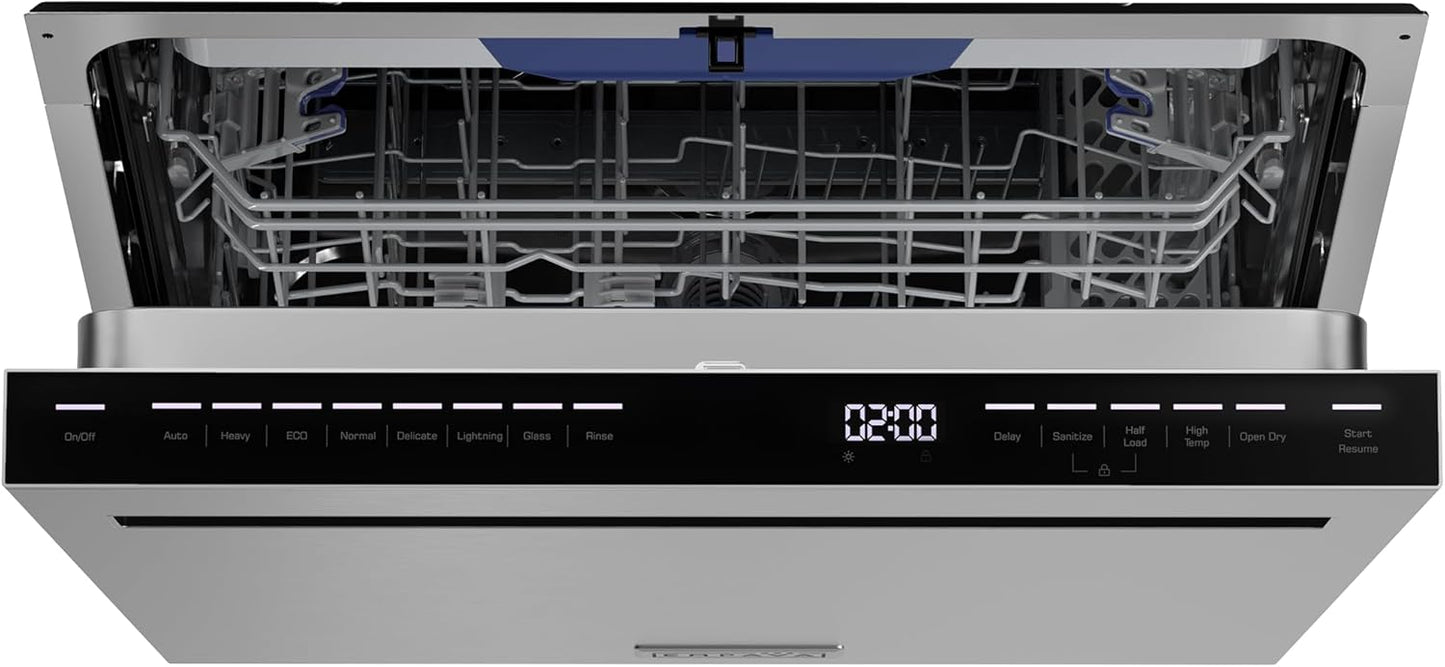 Empava 24 Inch Built-in Dishwasher, Stainless Steel Tub 15 Place Settings, 8 Wash Cycles, Top