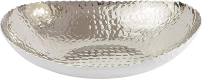 Monarch Abode Hand Hammered Decorative Bowl for Home Decor, 12.75-Inch White and Nickel Plated