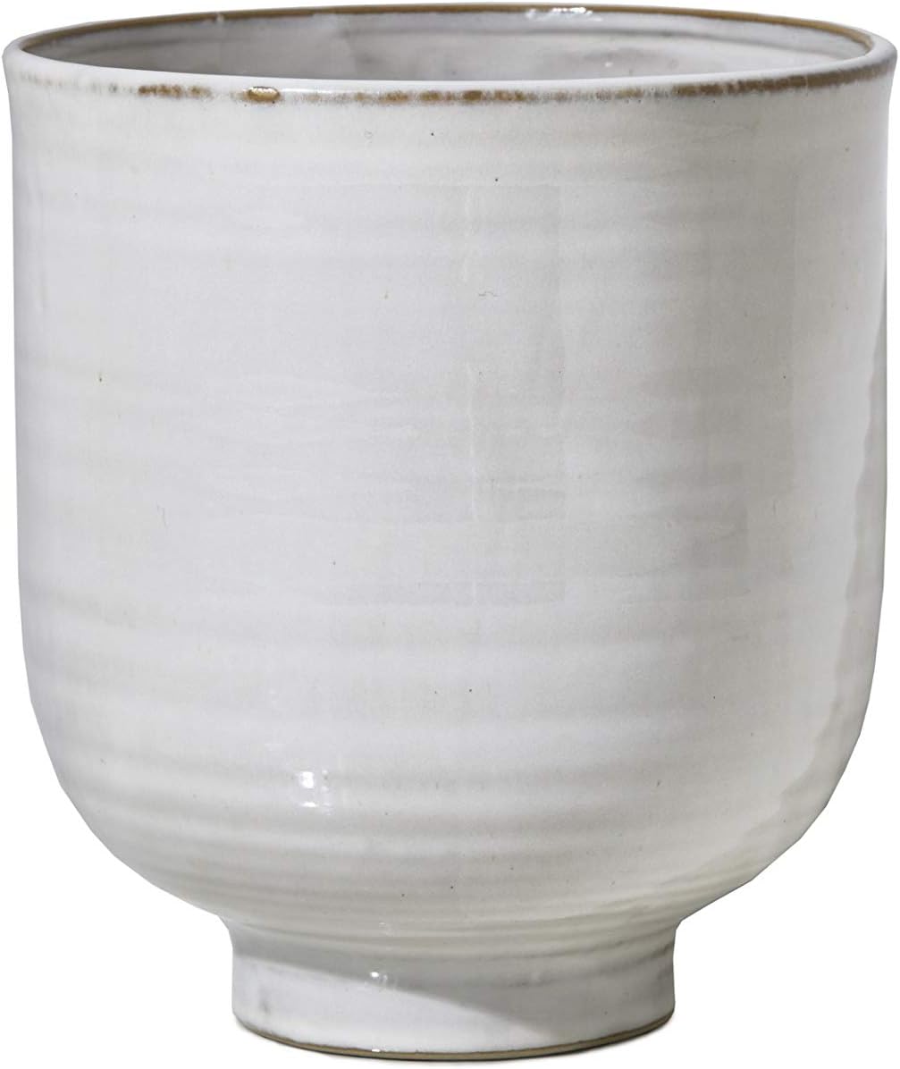 Serene Spaces Living Large Glazed Ceramic Pedestal Bowl- Centerpiece for Vintage Weddings, Events
