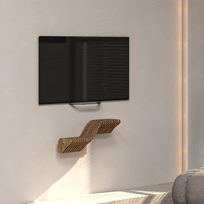 Parametric 20 inch Floating Shelf TV Unit Modern Geometric Wooden Wall Piece Decor Natural Oak