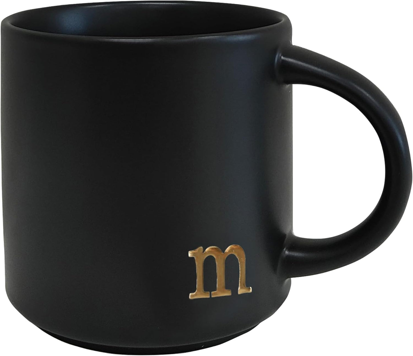 COLLECTIVE HOME - Black Monogram Ceramic Mugs, 15 oz Golden Initial Coffee Cups, Elegant Alphabet