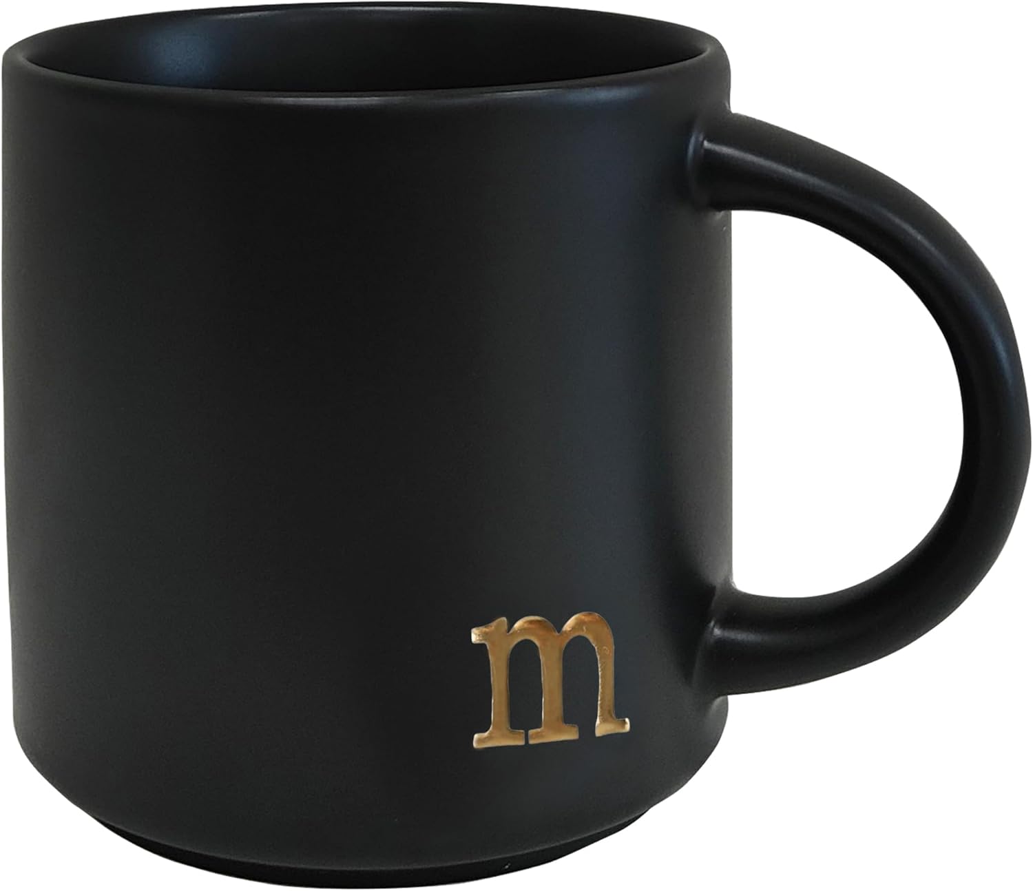 COLLECTIVE HOME - Black Monogram Ceramic Mugs, 15 oz Golden Initial Coffee Cups, Elegant Alphabet
