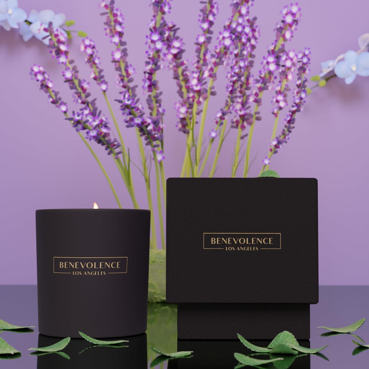 Benevolence LA Lavender, Mint & Sage Scented Candle | Soy Candles, Black Candle for Home | Gifts