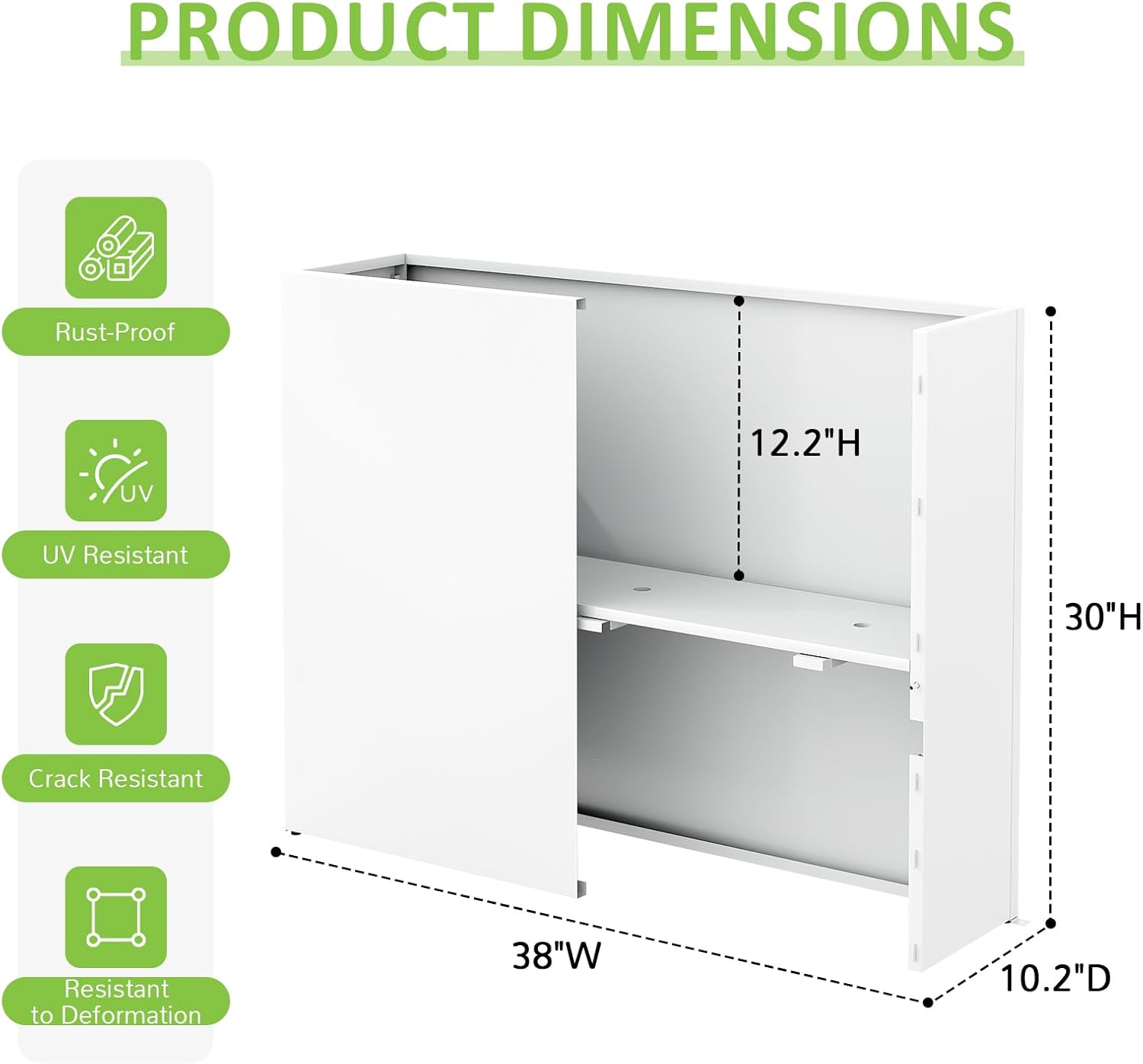 Planter Box Outdoor 38"W x 10.2"D x 30"H- Tall Rectangular Planters for Outdoor Patio/Porch