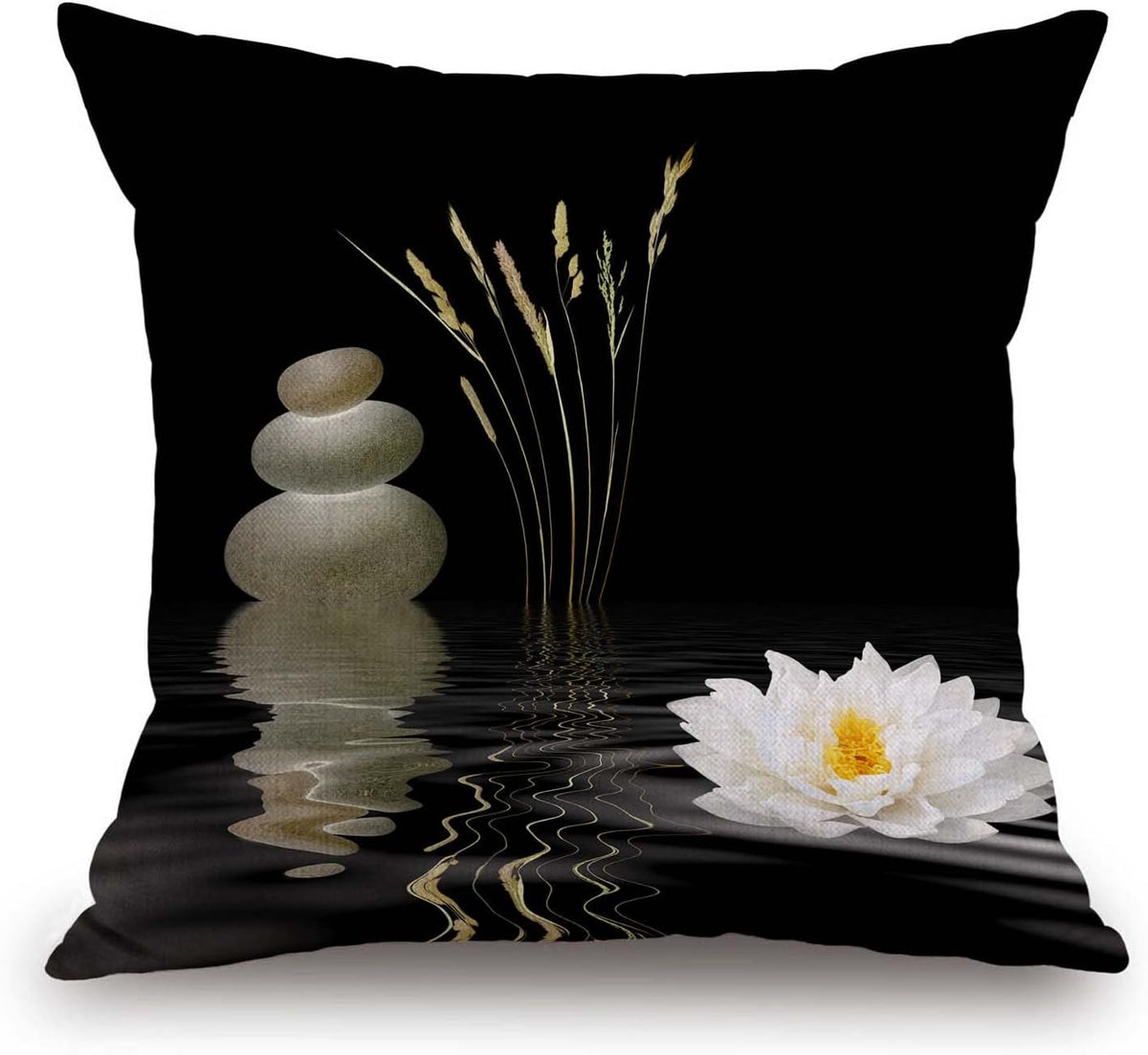 TSSOHU Decorative Throw Pillow Cover Asian Zen Stone, Pillow Covers 18"x 18" Meditation Japanese