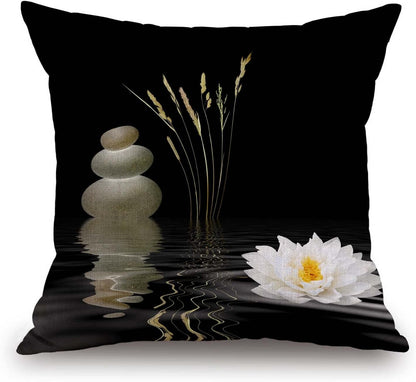 TSSOHU Decorative Throw Pillow Cover Asian Zen Stone, Pillow Covers 18"x 18" Meditation Japanese