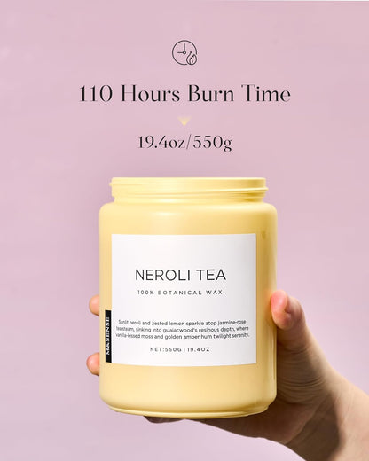 M&SENSE Neroli Tea Scented Candle, 19.4oz 110 Hours Long Lasting Burn 2 Wick Non Toxic Natural Soy