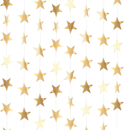 Patelai Glitter Star Garland Banner Decor 130 Feet Star Hanging Bunting Banner Twinkle Backdrop for