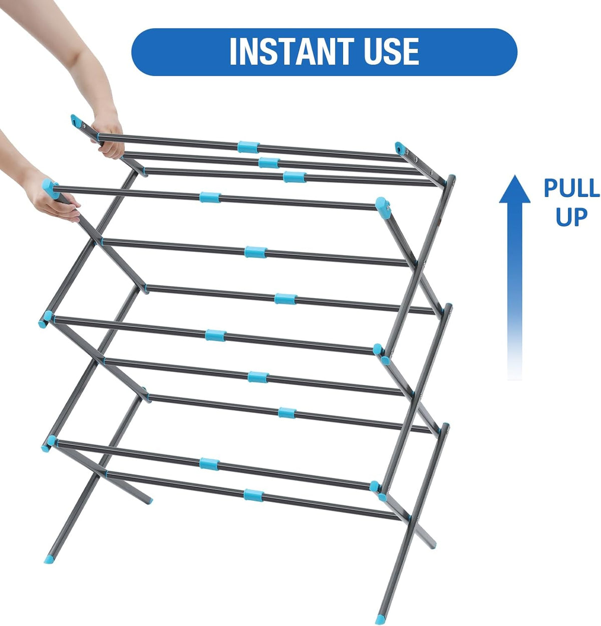 APEXCHASER Clothes Drying Rack, 3-Tier Laundry Drying Rack for Clothes, Expandable Metal Clothing