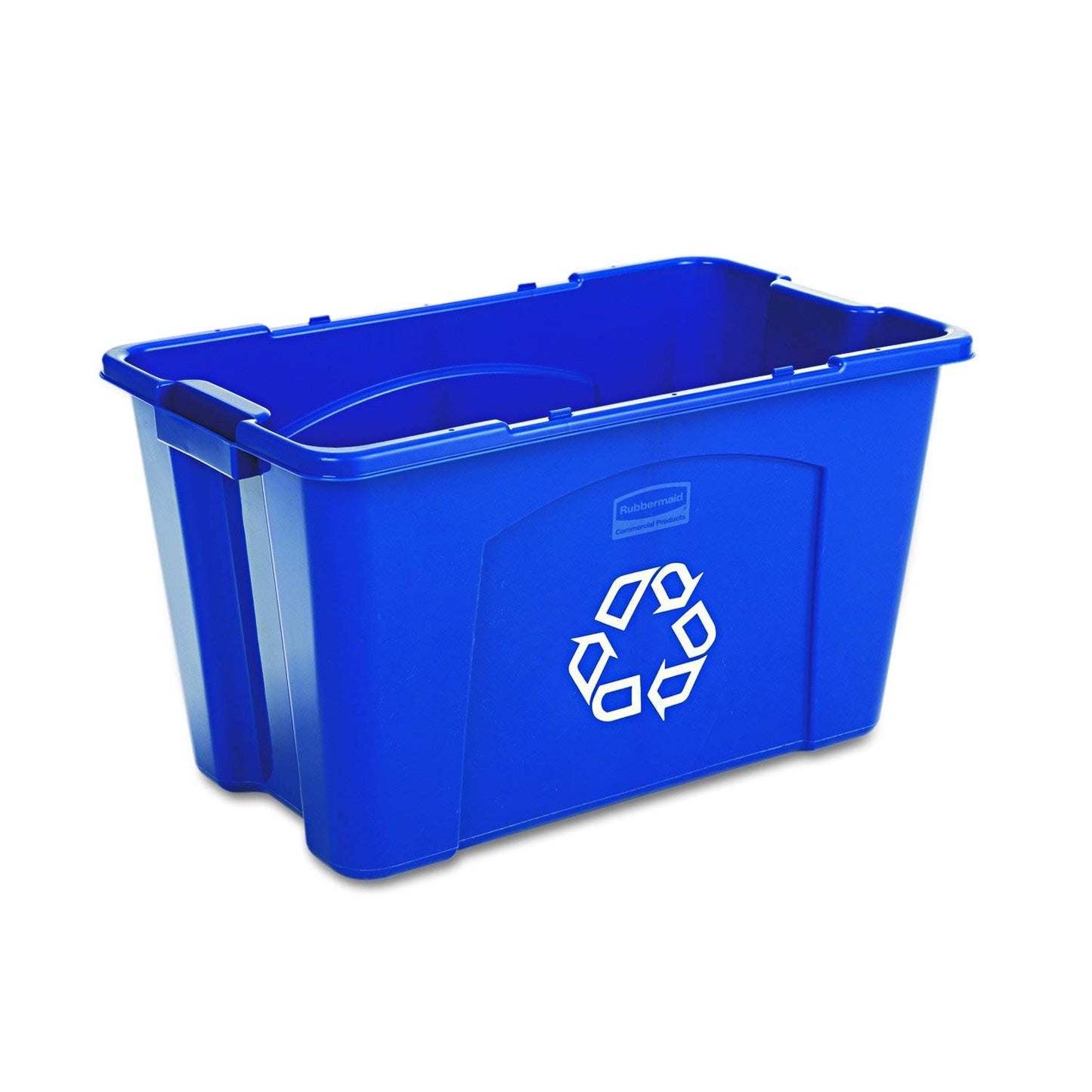 Rubbermaid Commercial Products Stackable Recycling Bin, 18 Gallon, Blue Storage Container, For