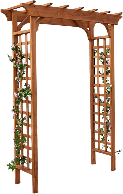 Solid Fir Wooden Garden Arch Premium Outdoor Trellis for Climbing Plants, 83.37”H×61”W×26’’D, Also