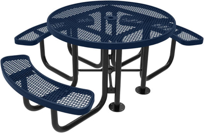 Heavy-Duty Portable Outdoor Picnic Table with Umbrella Hole, Expanded Metal Patio Dining Furniture