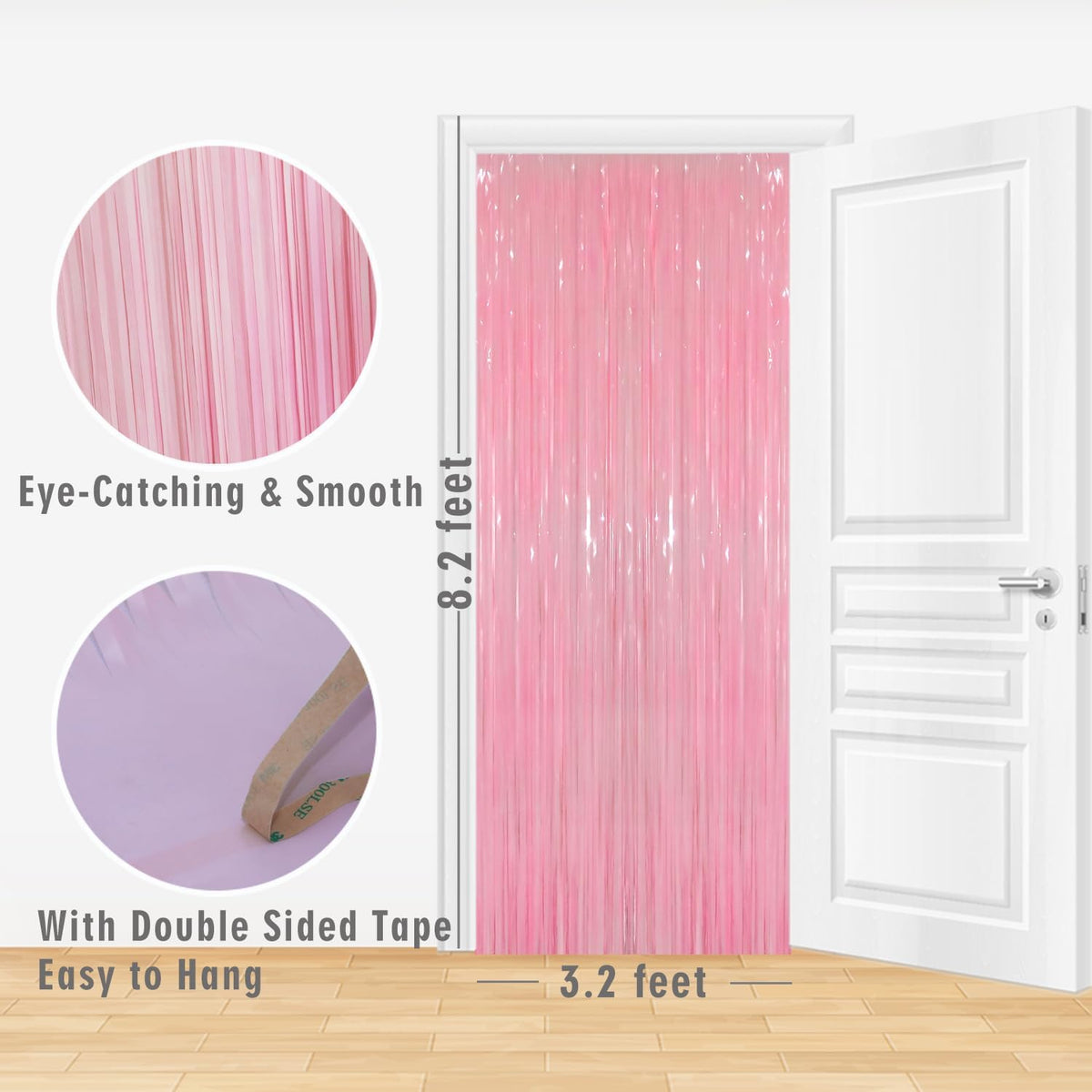 GOER 3.2 ft x 8.2 ft Metallic Tinsel Foil Fringe Curtains Party Photo Backdrop Party Streamers for