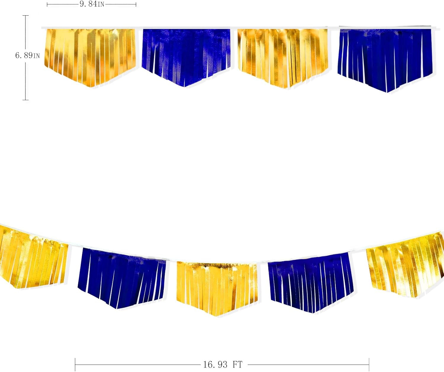 Royal Blue Gold Tassel Banner Metallic Fabric Pennant Bunting Flag for Graduation Retirement