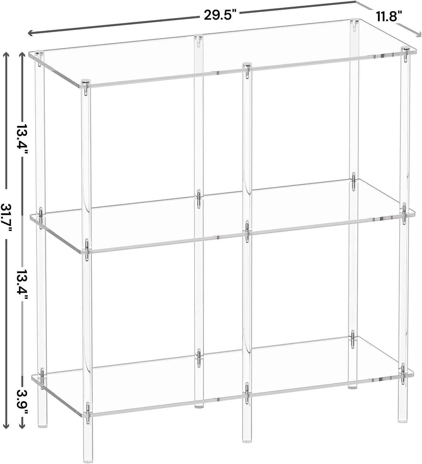 Acrylic Console Table, 29.5" Small Entryway Table with Open Shelves, Clear Entry Table for Sofa