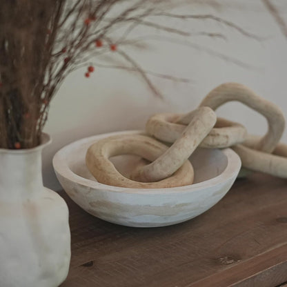 Hand Carved Wooden Decorative Bowl for Home Entryway Decor, Wood Centerpiece Bowl for Coffee Table