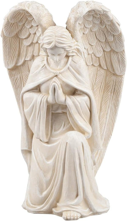 Fox Valley Traders Aoboco White Resin Angel Statue - Religious Garden Statue Remembrance Memorial