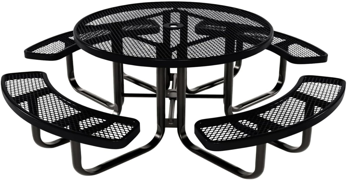Coated Outdoor Furniture Heavy-Duty Portable Outdoor Kids Table with Umbrella Hole, Expanded Metal
