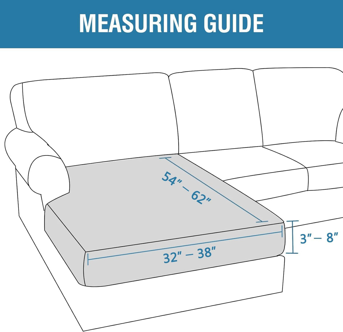 H.VERSAILTEX Velvet Stretch Individual Chaise Cover Sectional Couch Covers for L Shaped Sofa Both