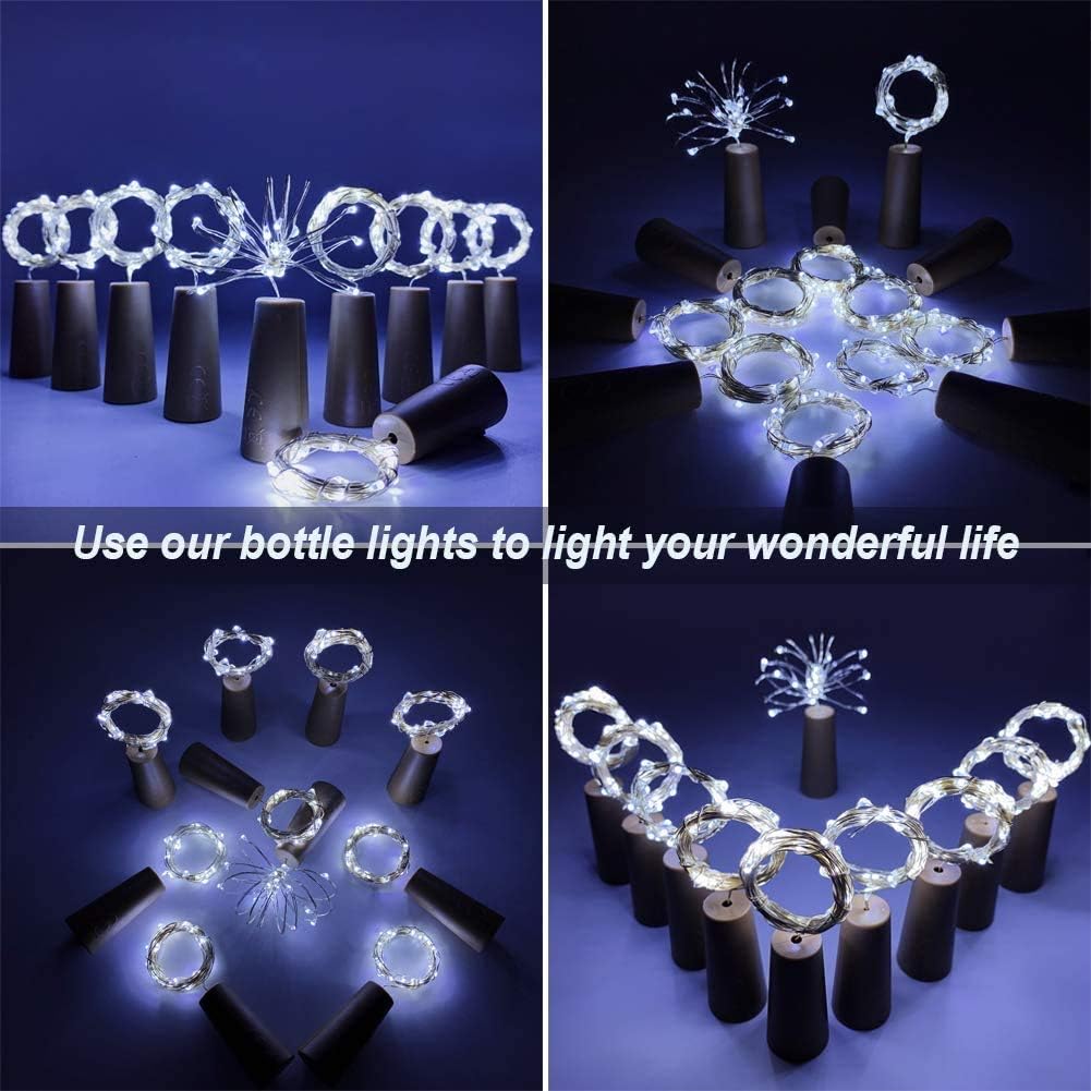 YJFWAL Wine Bottle Lights with Cork,Cork Shape Silver Copper Wire Fairy Mini String Lights,24Pack