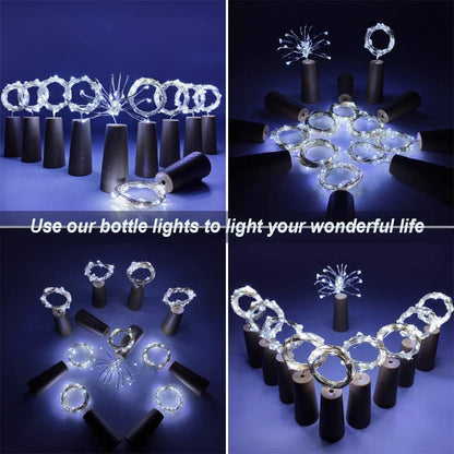 YJFWAL Wine Bottle Lights with Cork,Cork Shape Silver Copper Wire Fairy Mini String Lights,24Pack