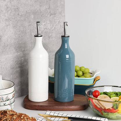 Sweejar Large Ceramic Olive Oil Dispenser Bottle, Opaque Oil Cruet Protects Oil to Reduce
