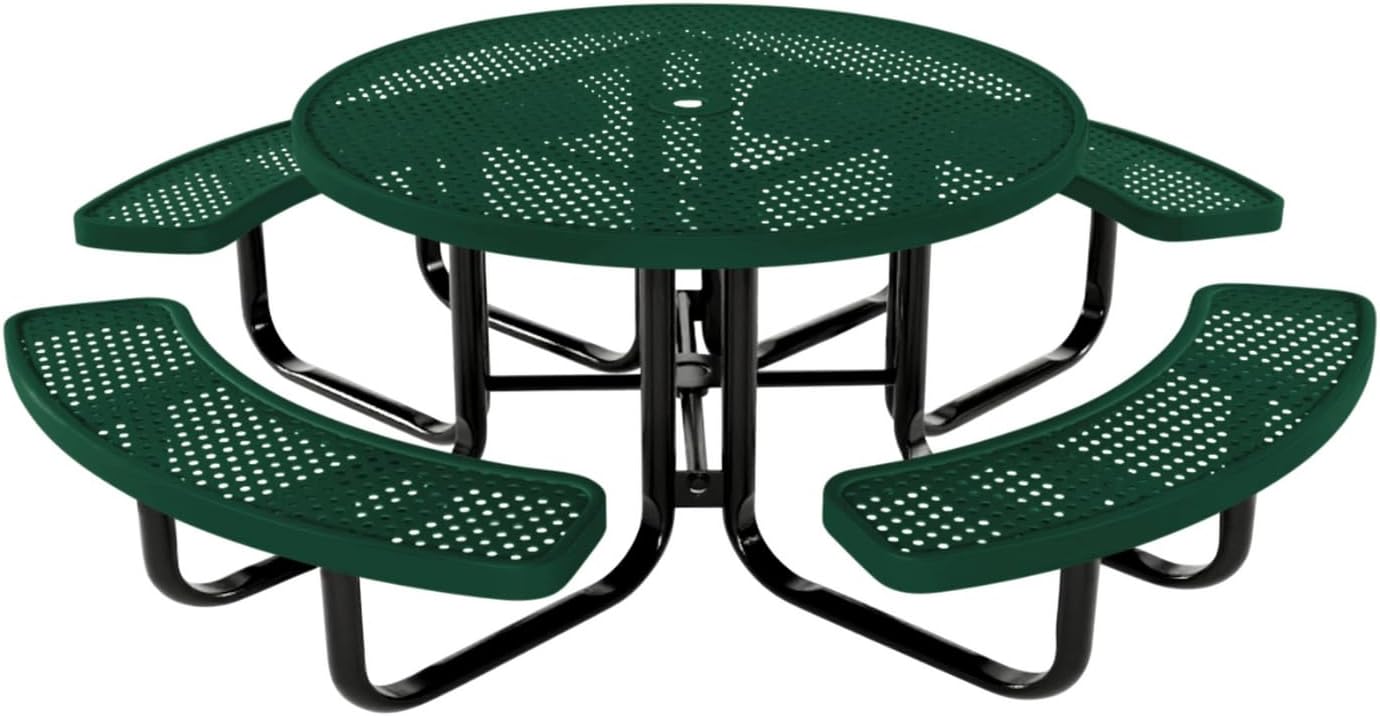 Coated Outdoor Furniture Heavy-Duty Portable Outdoor Kids Table with Umbrella Hole, Punched Steel