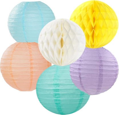 Pastel Rainbow Party Decorations Streamers - 14pcs Boy Girl Kids Birthday Supplies,Pink Yellow Blue