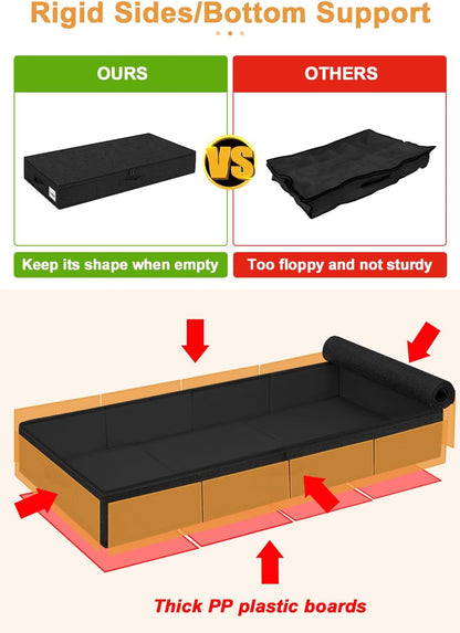 punemi Under Bed Storage Containers, 4.5 Inches Tall Low Profile Underbed Clothes Storage Organizer