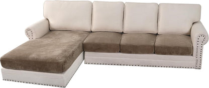 H.VERSAILTEX Velvet Stretch Sectional Couch Covers 4 Pieces Sofa Seat Cushion Covers L Shape