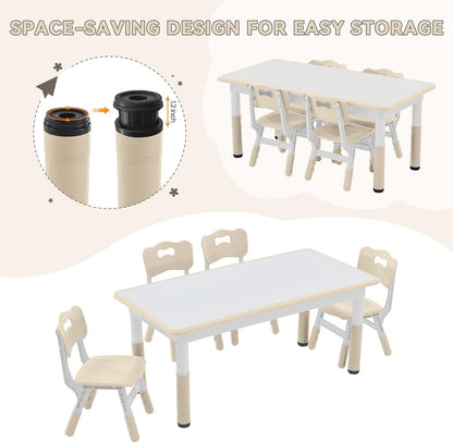 Kids Study Table and Chairs Set, Height Adjustable Toddler Table and Chair Set for Kids Ages 3-8