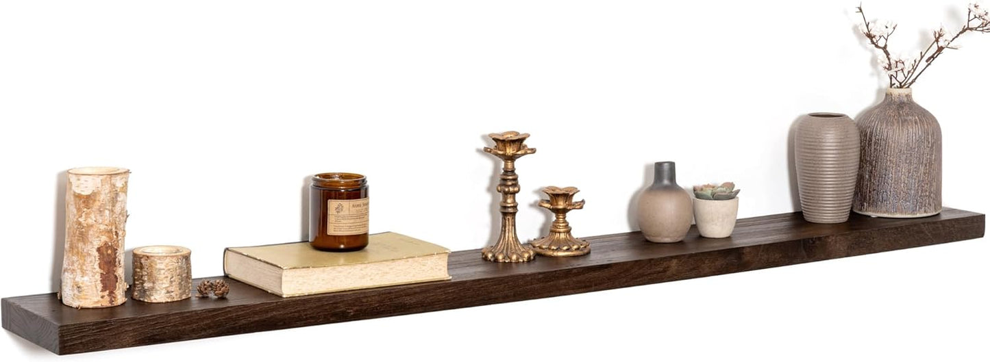 55" Floating Shelves for Wall, Rustic Elm Wood Floating Shelf for Home Decor, Wall-Mounted Display