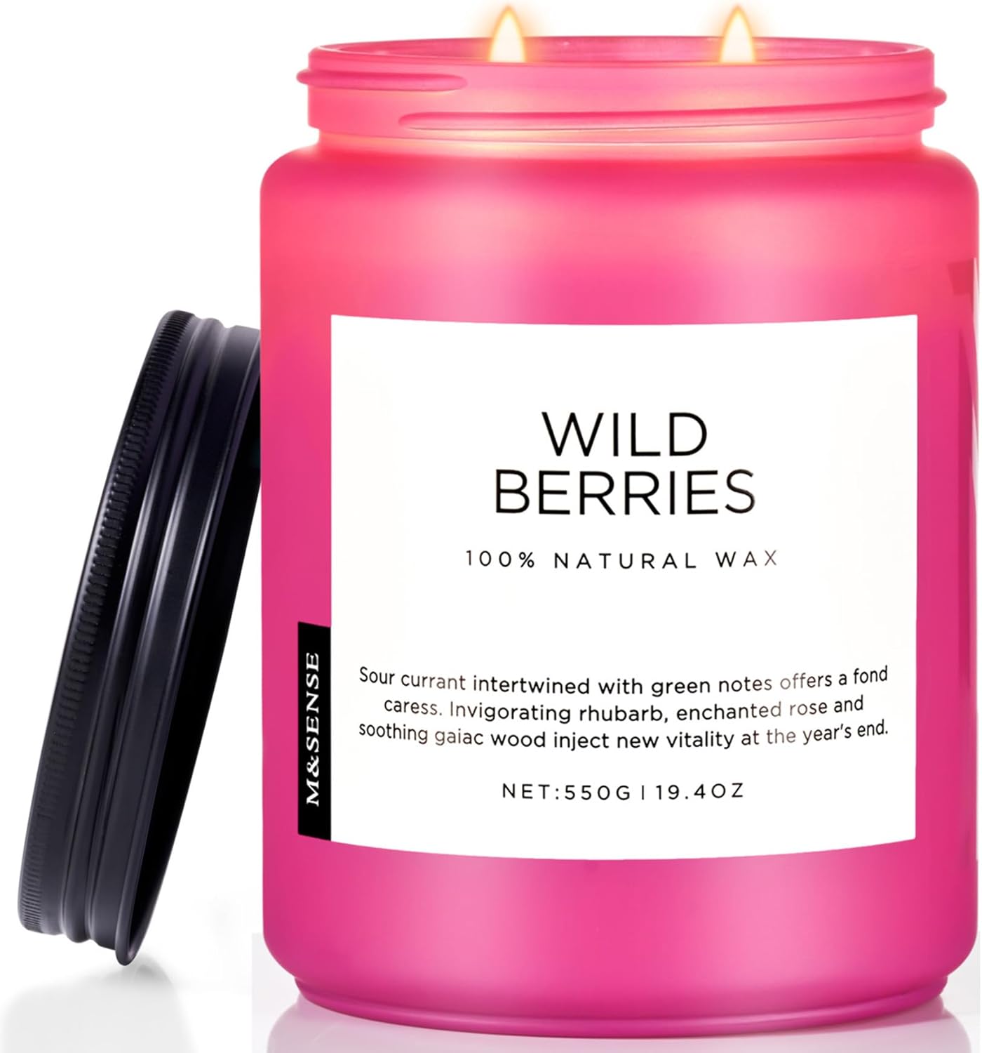 M&SENSE Wild Berries Large Soy Candles for Home Scented Organic Natural Soy Wax Candle 19.4oz 110