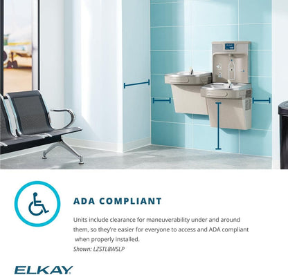 Elkay LZS8WSLK EZH2O Bottle Filling Station with Single ADA Cooler, Filtered, 8 GPH, Light Gray