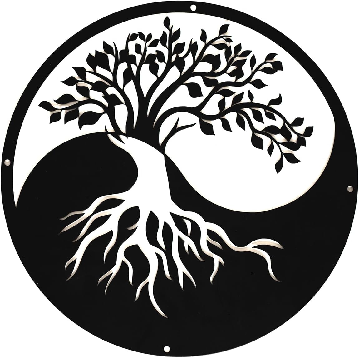 SHIMANY Black Metal Wall Art - Yin&Yang Tree Of Life Hanging Wall Sculpture for Living Room