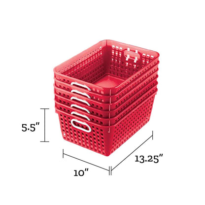 Really Good Stuff Large Plastic Book Baskets, 13.25" by 10" by 5.5"-12-Pack