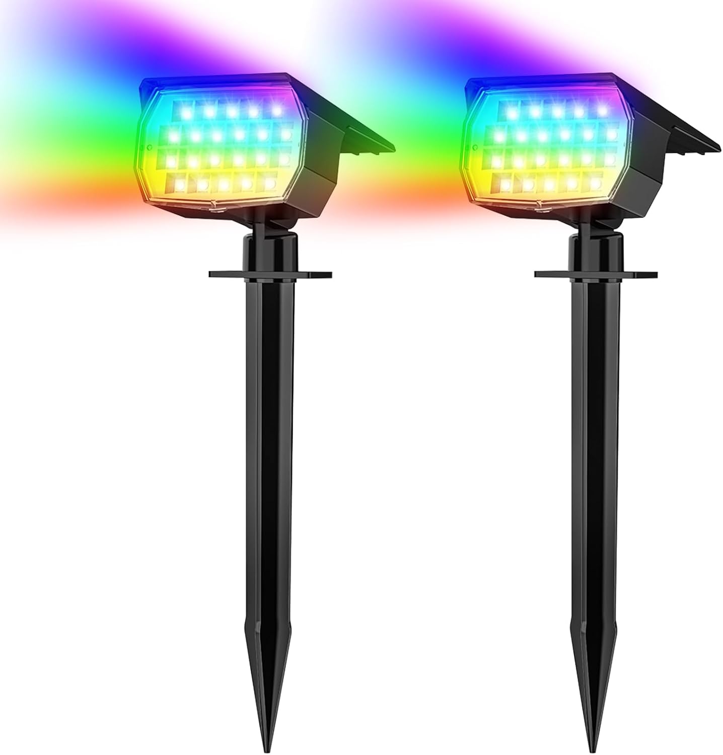Solar Spot Lights Outdoor Color Changing, [7 Mode/2 Pack] Christmas Landscape Spotlights, Solar