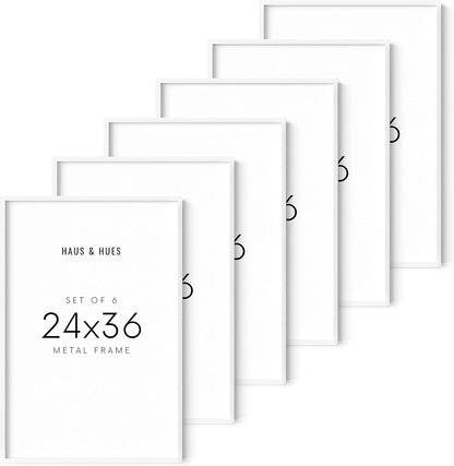 HAUS AND HUES 24x36 White Metal Picture Frames - Features Premium Aluminum, Vertical & Horizontal
