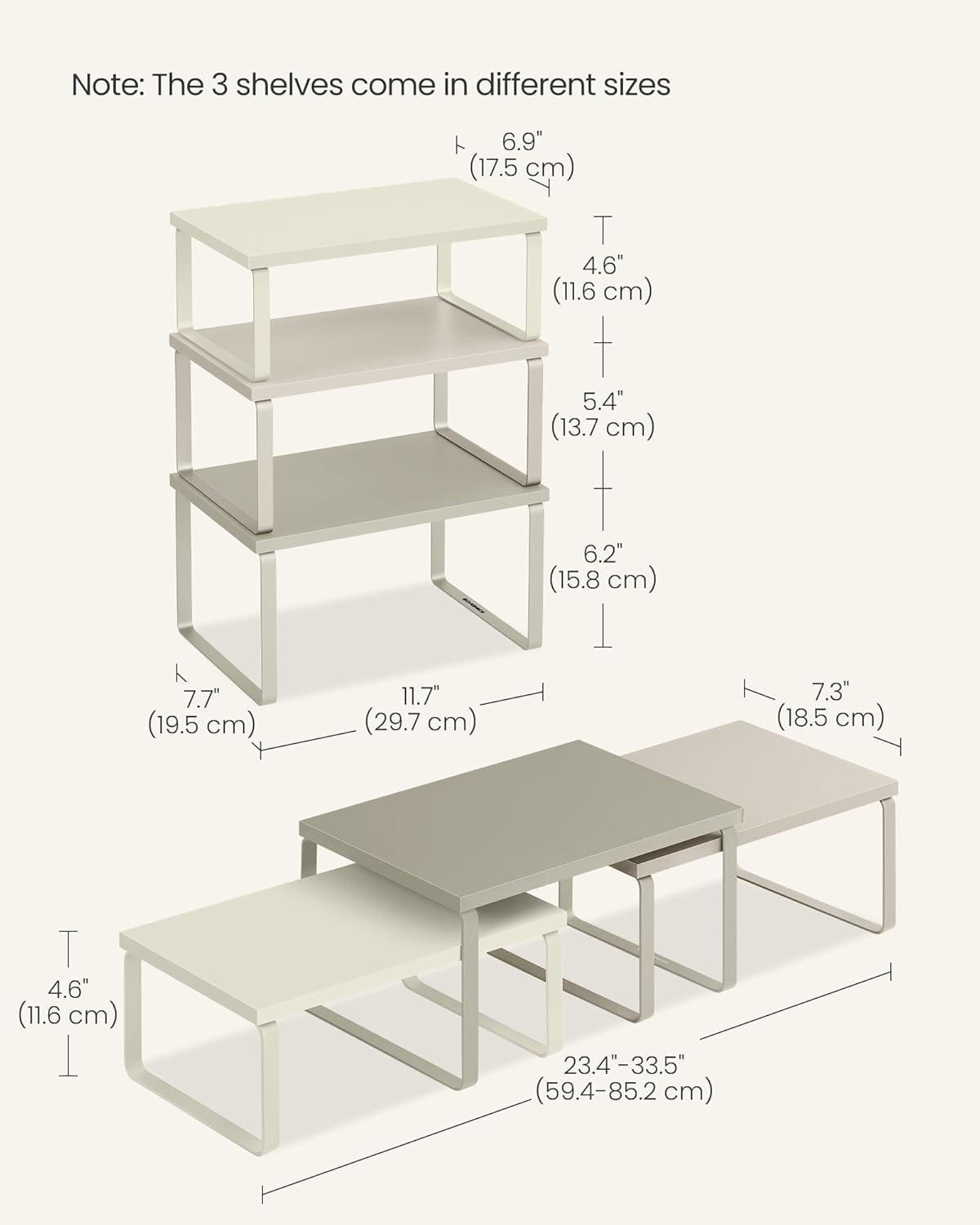 SONGMICS Cabinet Organizer Shelf, Set of 3 Kitchen Counter Shelves, Kitchen Storage, Spice Rack