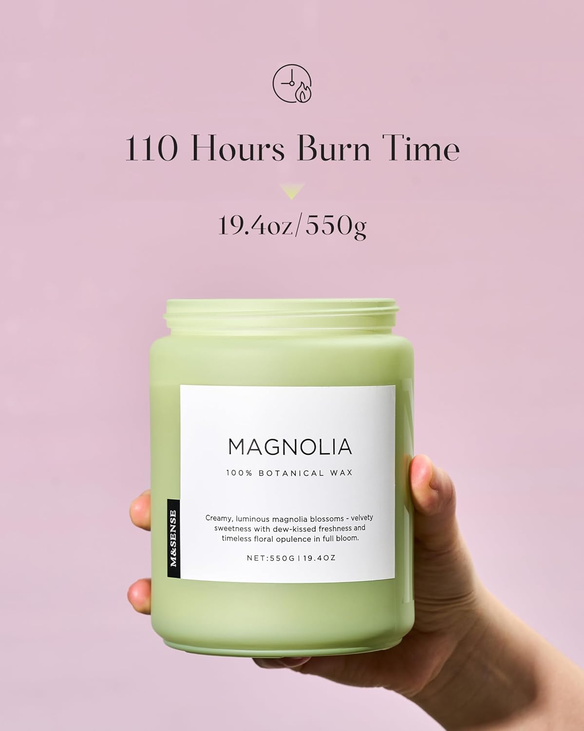 M&SENSE Magnolia Jasmine Romantic Scented Candle, 19.4oz 110 Hours Long Lasting Clean Non Toxic All