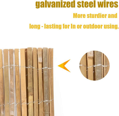 Mininfa Natural Bamboo Slat Screening, Eco-Friendly Privacy Slat Fence, Bamboo Screen Panel Roll