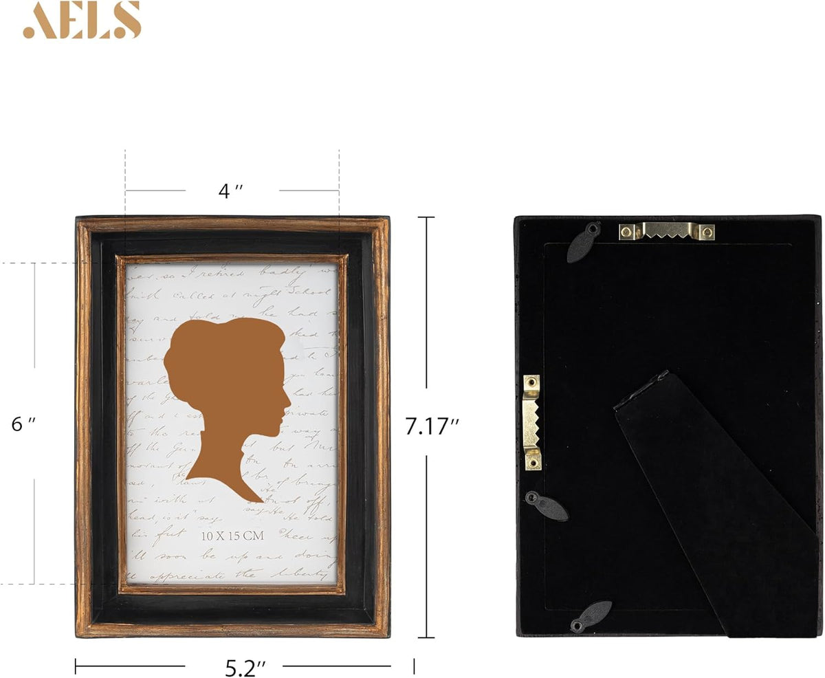 AELS 4x6 Inch Vintage Picture Frame, Elegant Luxury Antique Photo Frames with Glass Front, Photo
