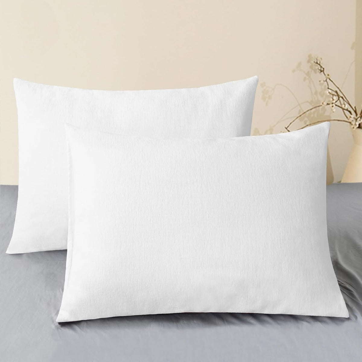 CaliTime Throw Pillow Covers Decorative 20 X 26 Inches Pack of 2 Cozy Chenille Standard Pillow