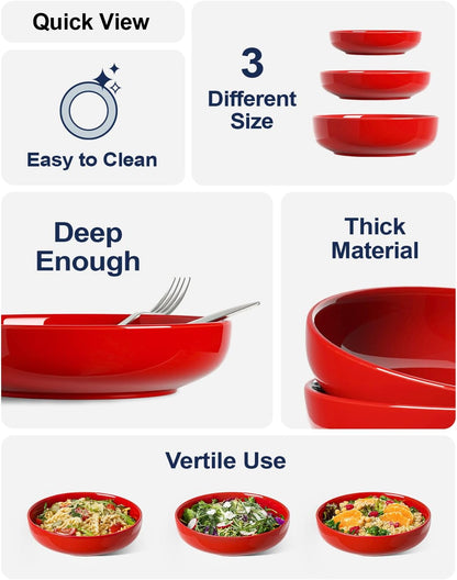 LE TAUCI Pasta Bowls 45 oz, Salad Bowls Set for Serving Soup, Pasta, Noodle, Dinner, Large Kitchen
