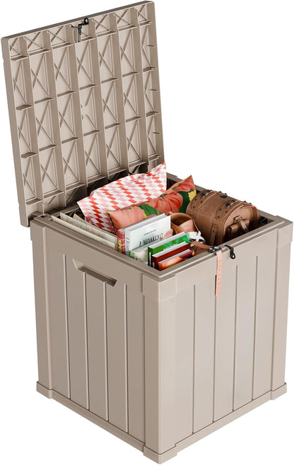 50 Gallon Resin Deck Box, Lockable Outdoor Storage Box for Patio Cushions Storage Furniture,Garden