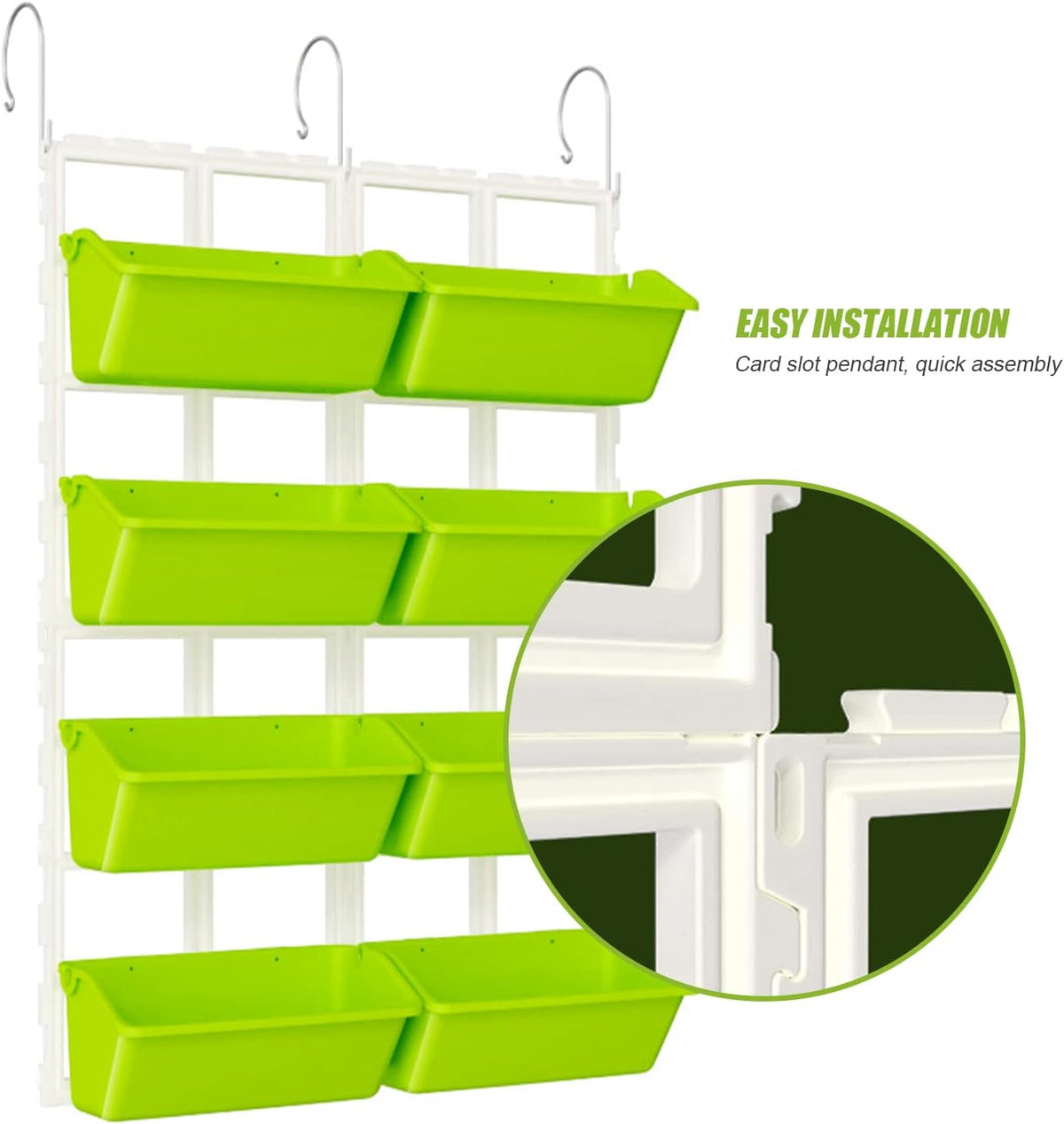 8 Pockets Vertical Planters,Wall Mounted Plastic Plant Grow Pots,Wall Pocket Planters for