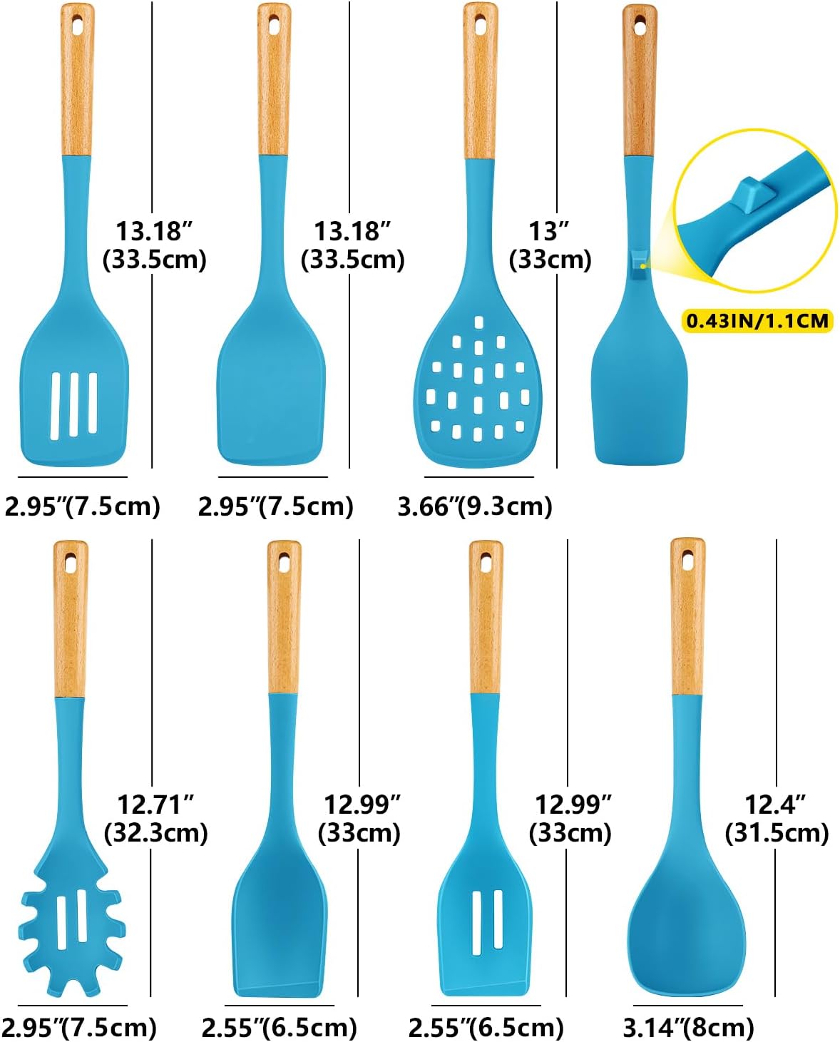 Silicone Kitchen Utensil Set for Non Stick Cookware, 7 Pcs Heat Resistant Cooking Utensils with